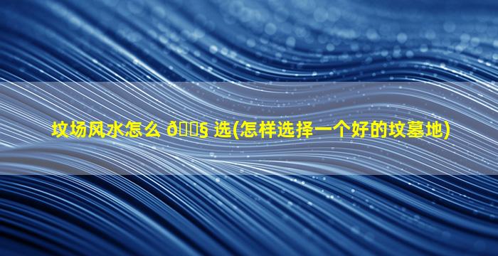 坟场风水怎么 🐧 选(怎样选择一个好的坟墓地)